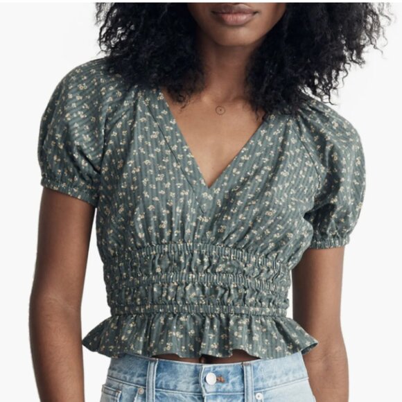 Madewell Manon Cotton Voile Top in Architect Green | Size Large - Picture 2 of 10